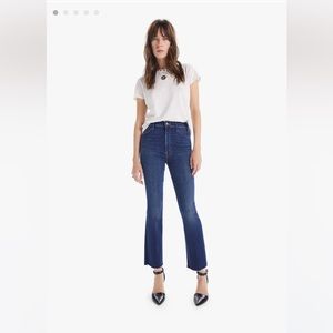 Mother Brand The Hustler Ankle Fray Dark Wash High Rise.